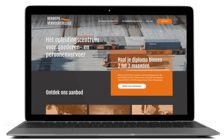Website van Beroepsvervoer College gebouwd in Elementor