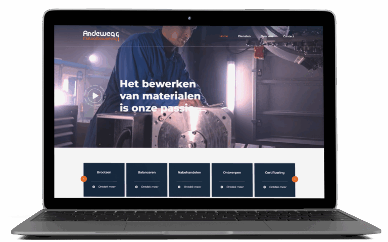 Website van Andeweg Metaalbewerking gebouwd in Elementor