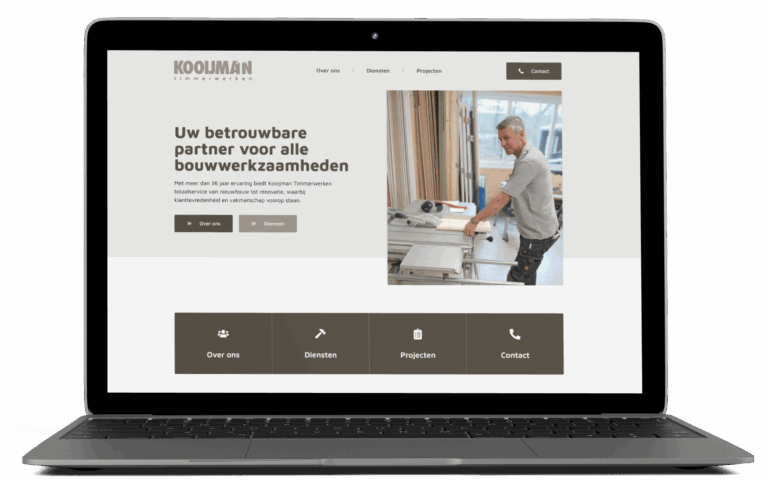 Website van Kooijman Timmerwerken gebouwd in Elementor