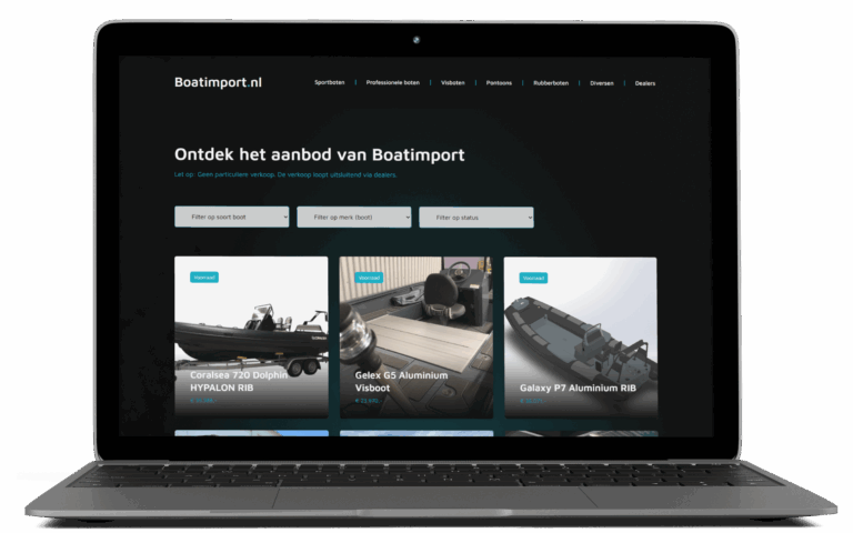 Website van Boatimport gebouwd in Elementor