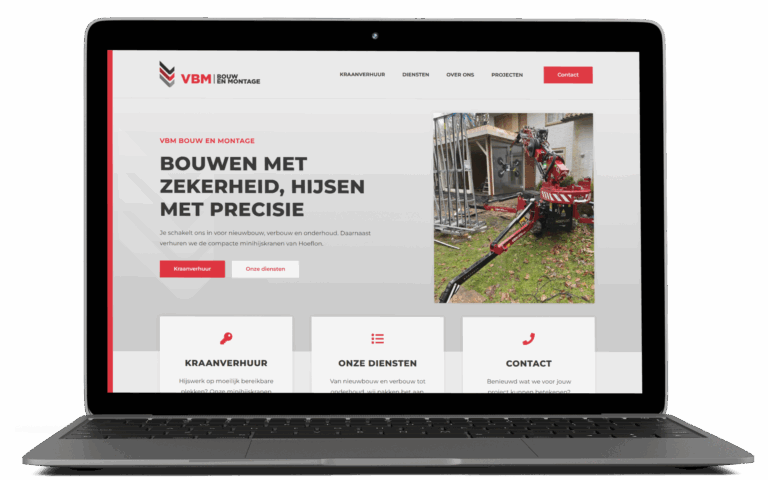 Website van VBM Bouw en Montage gebouwd in Elementor