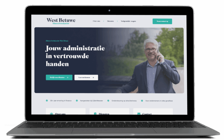 Website van Administratiekantoor West Betuwe gebouwd in Elementor