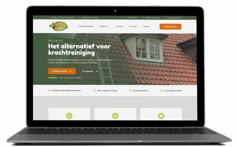 Website van Mister SoftWash gebouwd in Elementor