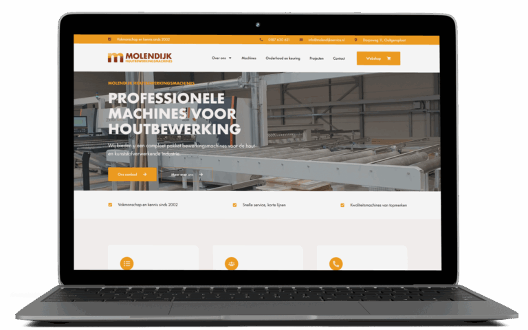 Website van Molendijk Houtbewerkingsmachines gebouwd in Elementor