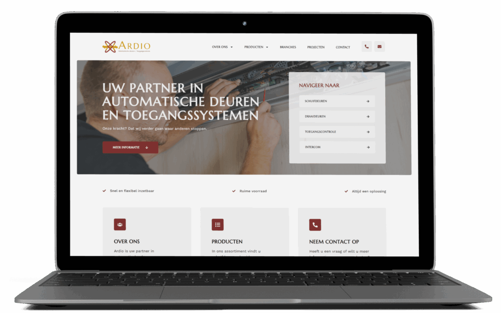 Website van Ardio gebouwd in Elementor