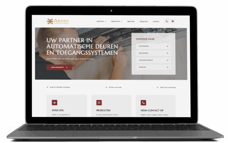 Website van Ardio gebouwd in Elementor