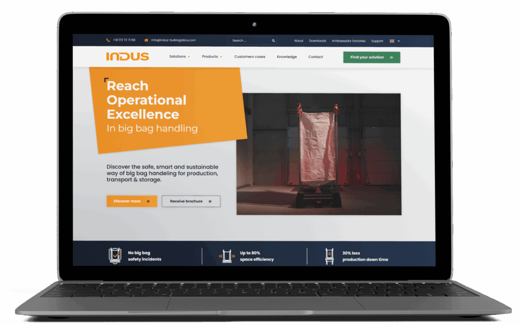 Website van Indus Bulklogistics B.V. gebouwd in Elementor