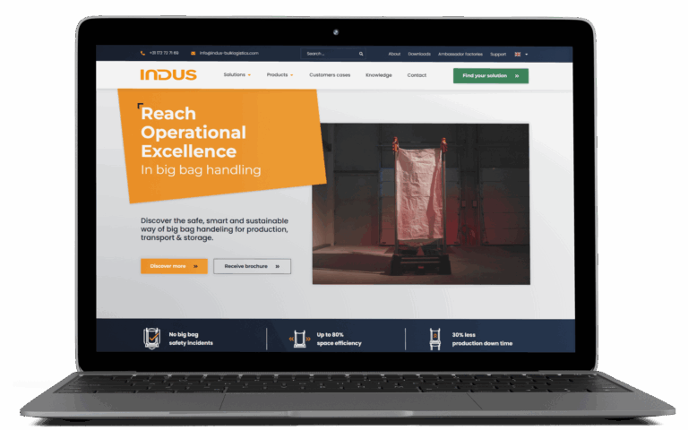 Website van Indus Bulklogistics B.V. gebouwd in Elementor